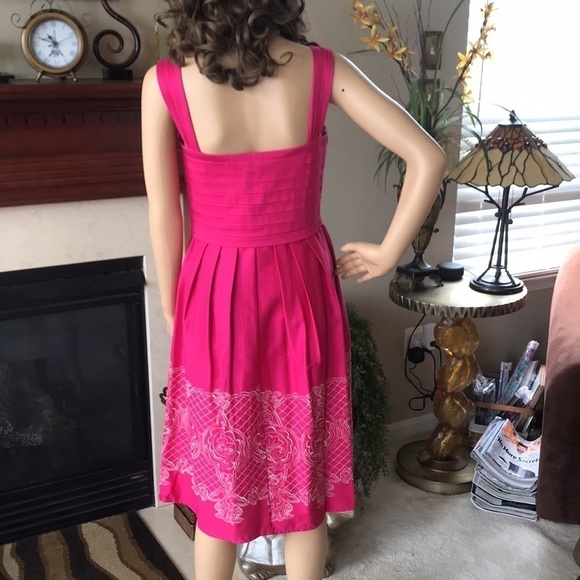 Sangria Pink Ruched Embroidered Dress - Picture 10 of 16
